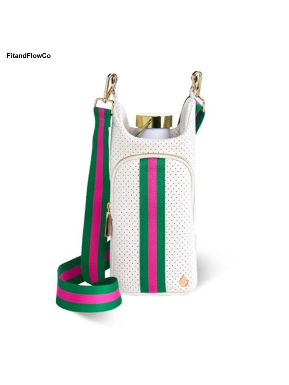 Quilted Crossbody Water Bottle Holder Bag Fits 32 oz Hands-Free